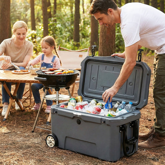 GemGear 52-Quart Portable Hard Cooler on wheels, gray plastic, 6-day ice retention on Tampa Home & Garden Store