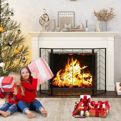 52 by 31 Inch Fireplace Screen with Mesh