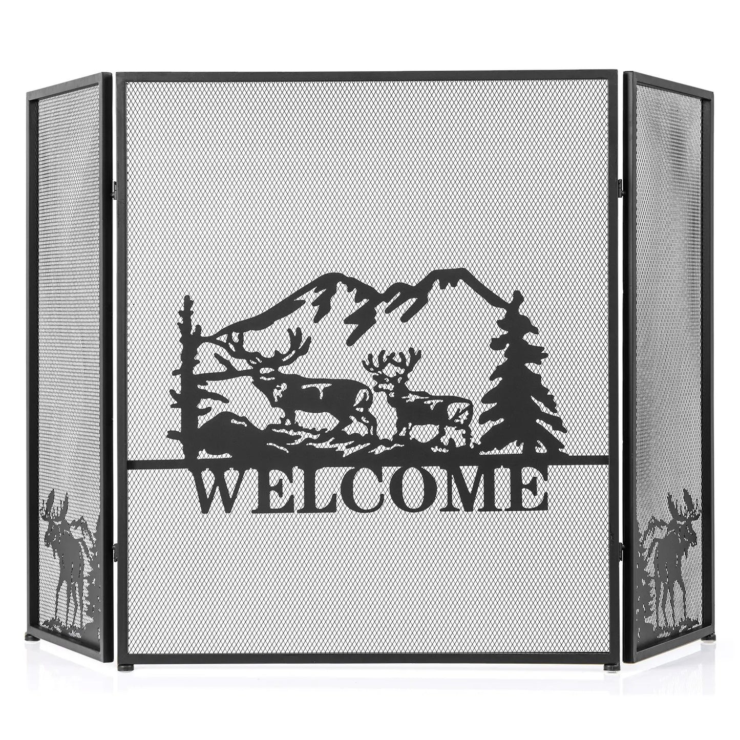 52 by 31 Inch Fireplace Screen with Mesh