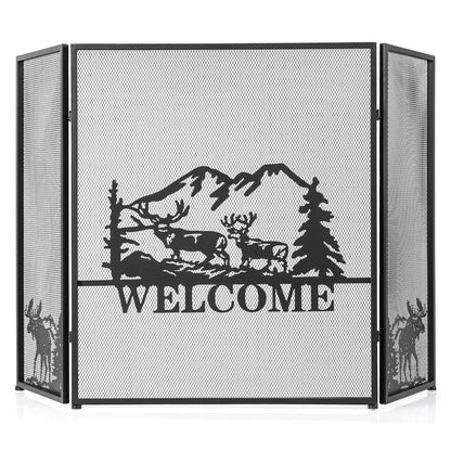 52 by 31 Inch Fireplace Screen with Mesh