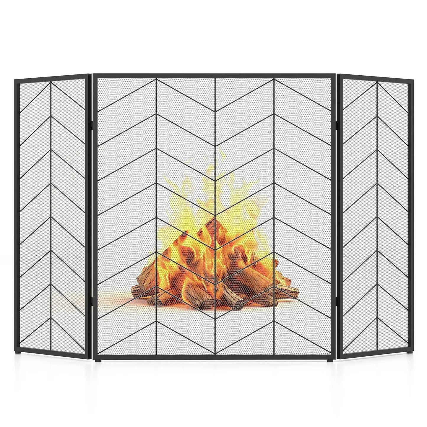 52 by 31 Inch Fireplace Screen with Mesh