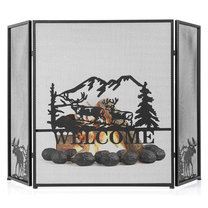 52 by 31 Inch Fireplace Screen with Mesh
