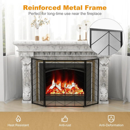 52 by 31 Inch Fireplace Screen with Mesh
