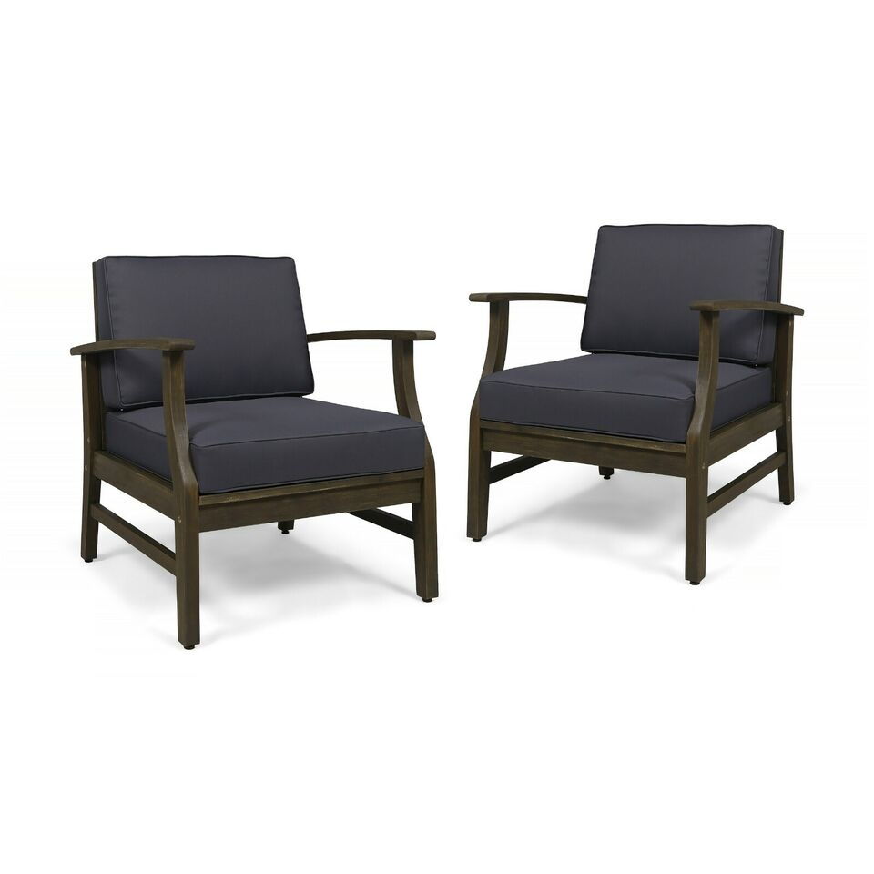 Perla Club Chair with Water Resistant Cushion, pair of dark charcoal chairs HouseOfZazla on Tampa Home & Garden Store