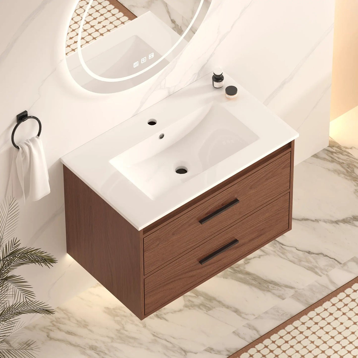 Wall Mounted Vanity With Soft Close Drawers Sink