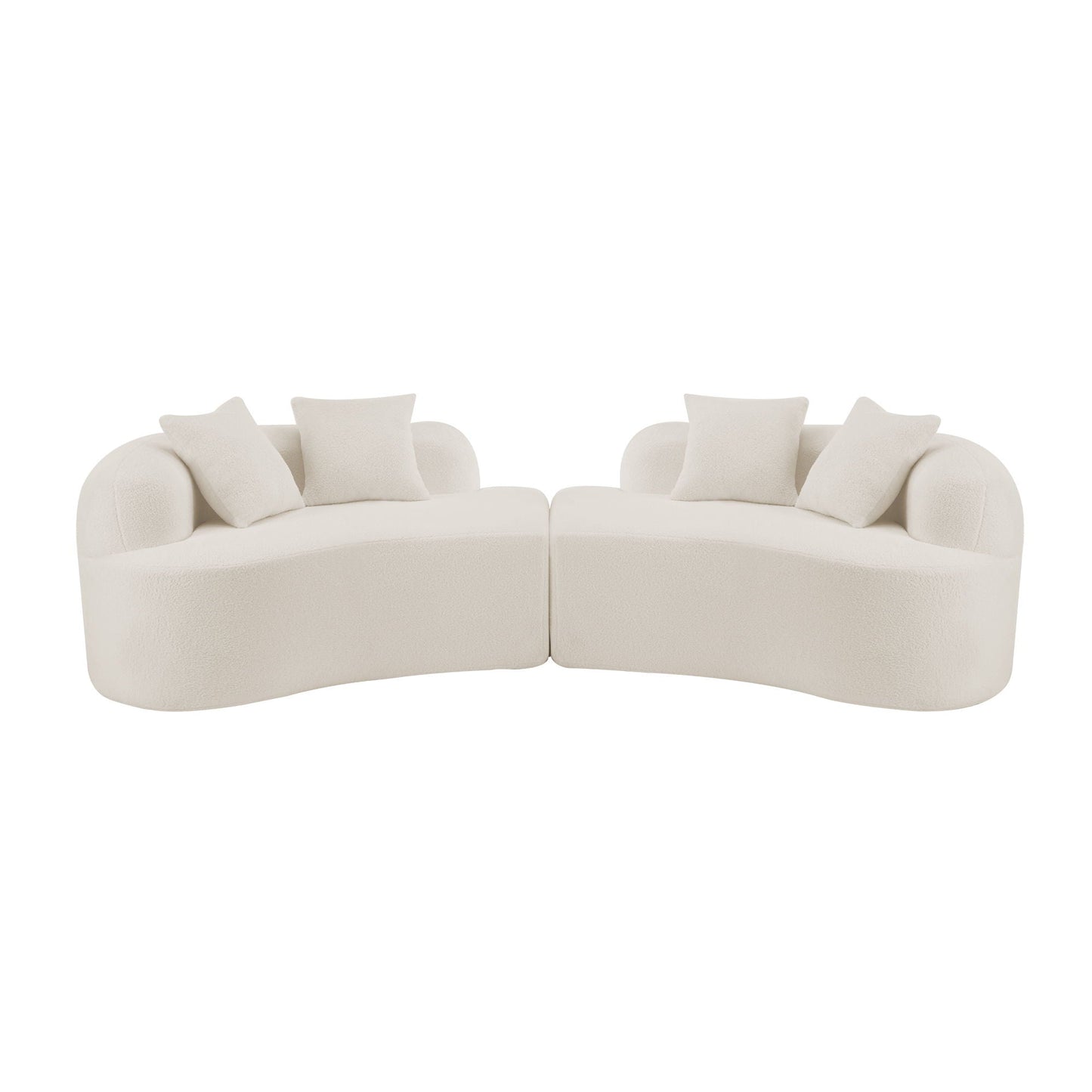HouseOfZazla curved 4 seater full compression sponge sofa pair, beige stationary sofas on Tampa Home & Garden Store