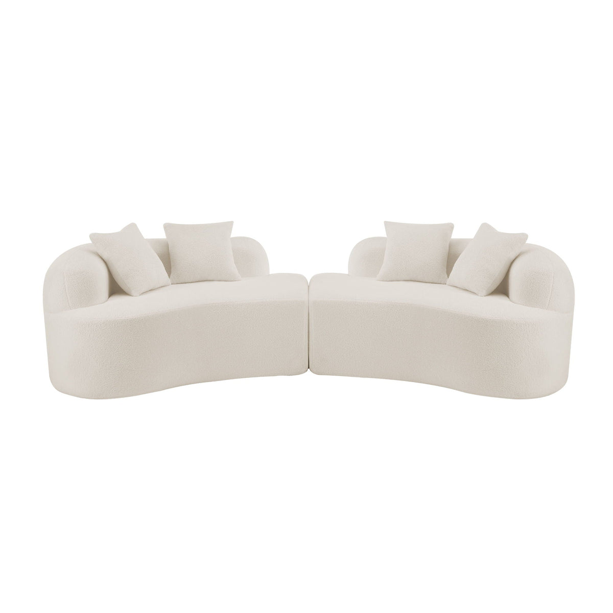 HouseOfZazla curved 4 seater full compression sponge sofa pair, beige stationary sofas on Tampa Home & Garden Store
