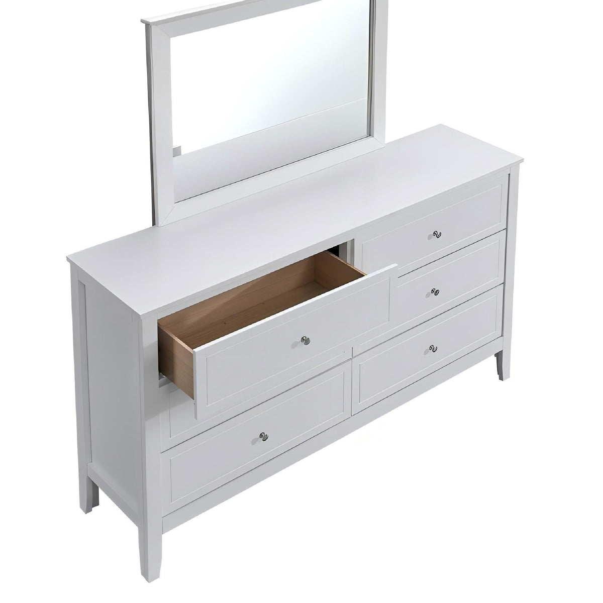 White 6-drawer dresser with mirror and chrome hardware by HouseOfZazla on Tampa Home & Garden Store