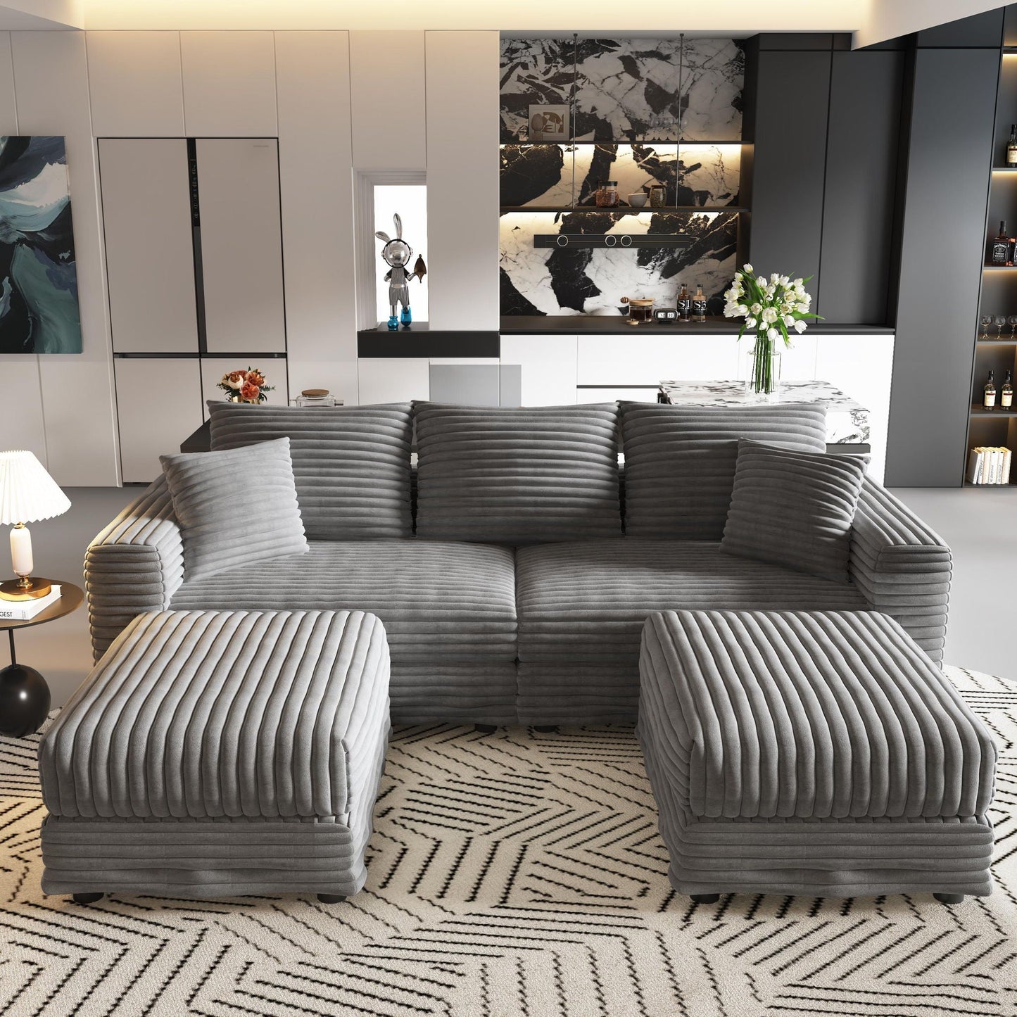 Convertible Sofa With Deep Seat and Pillows