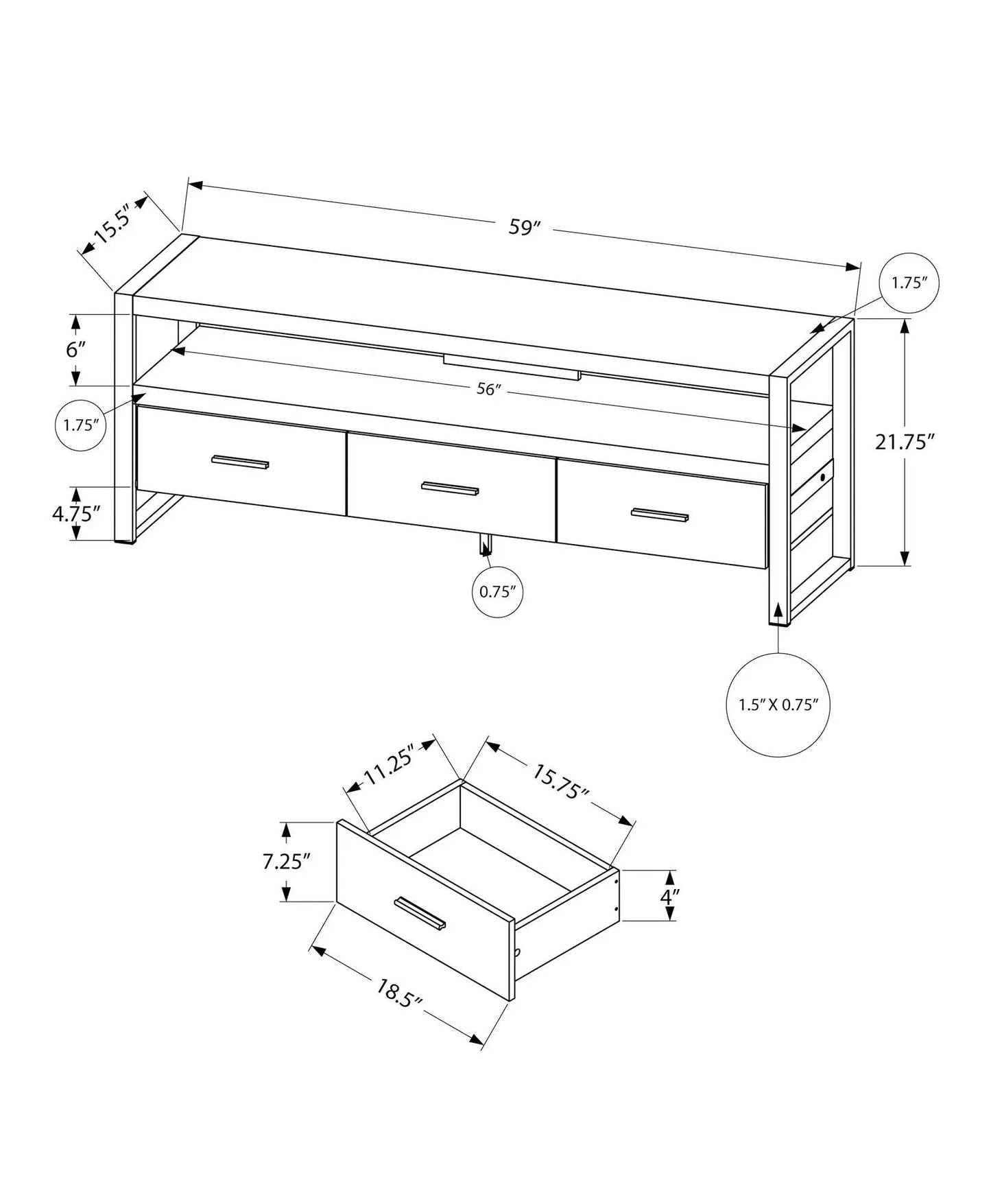 Tv Stand Console With Center Storage Drawers