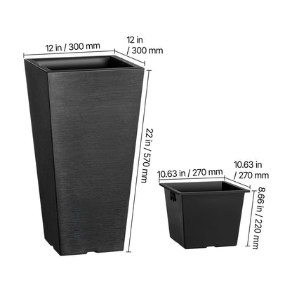 Set of Two Tall Outdoor Planters for Garden Decor
