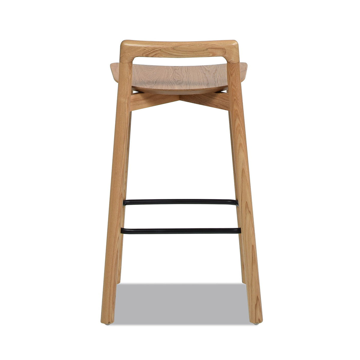 Modern Minimalist Low Back Counter Stool natural blonde ash with ergonomic footrest HouseOfZazla on Tampa Home & Garden Store