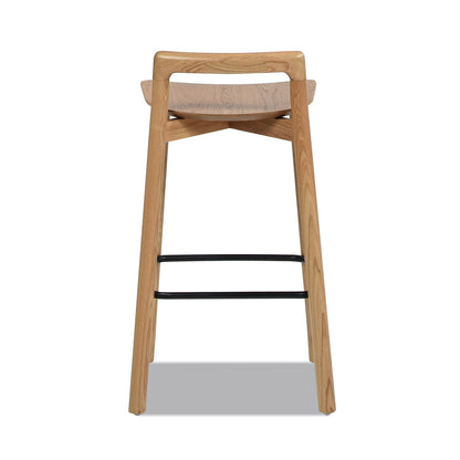 Modern Minimalist Low Back Counter Stool natural blonde ash with ergonomic footrest HouseOfZazla on Tampa Home & Garden Store