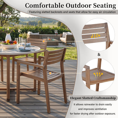 Acacia Wood 5 Piece Outdoor Dining and Chairs