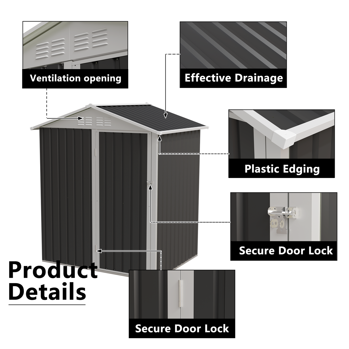 Sturdy Metal and Outdoor Shed with a Hinge Door