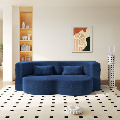 Modern Floor Sleeper Sofa Bed And Two Pillows