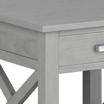 Kitchener console table in pale gray wash with drawer-front and cross-brace legs on Tampa Home & Garden Store