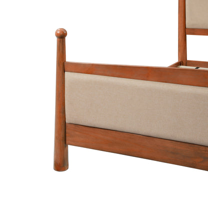 Queen Upholstered Platform Bed with Wood Slats