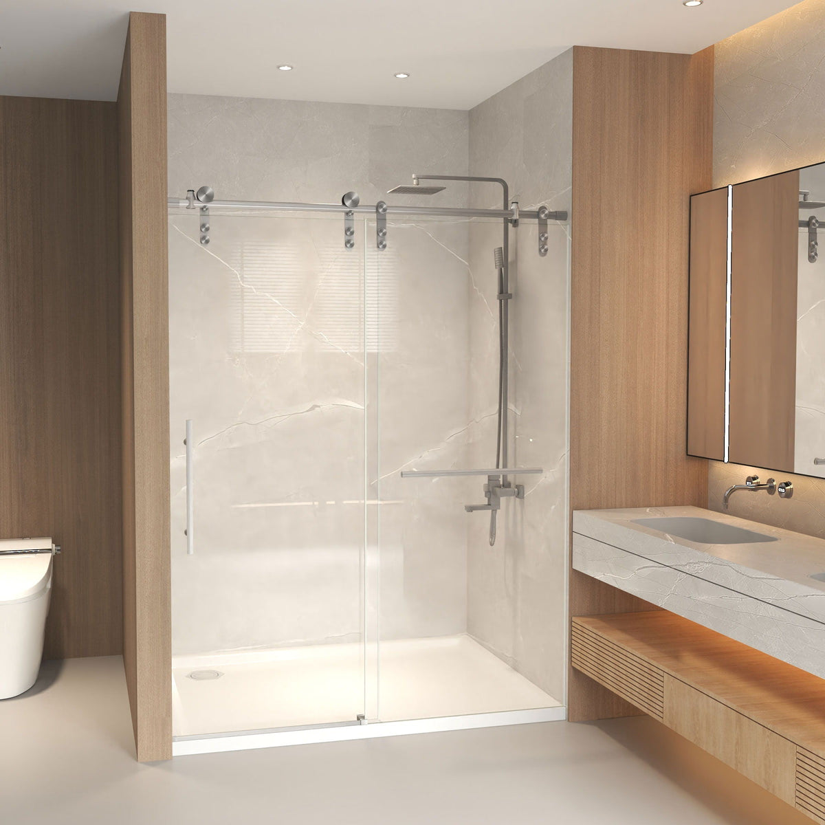Frameless sliding bathtub door with tempered glass and stainless steel hardware by HouseOfZazla on Tampa Home & Garden Store