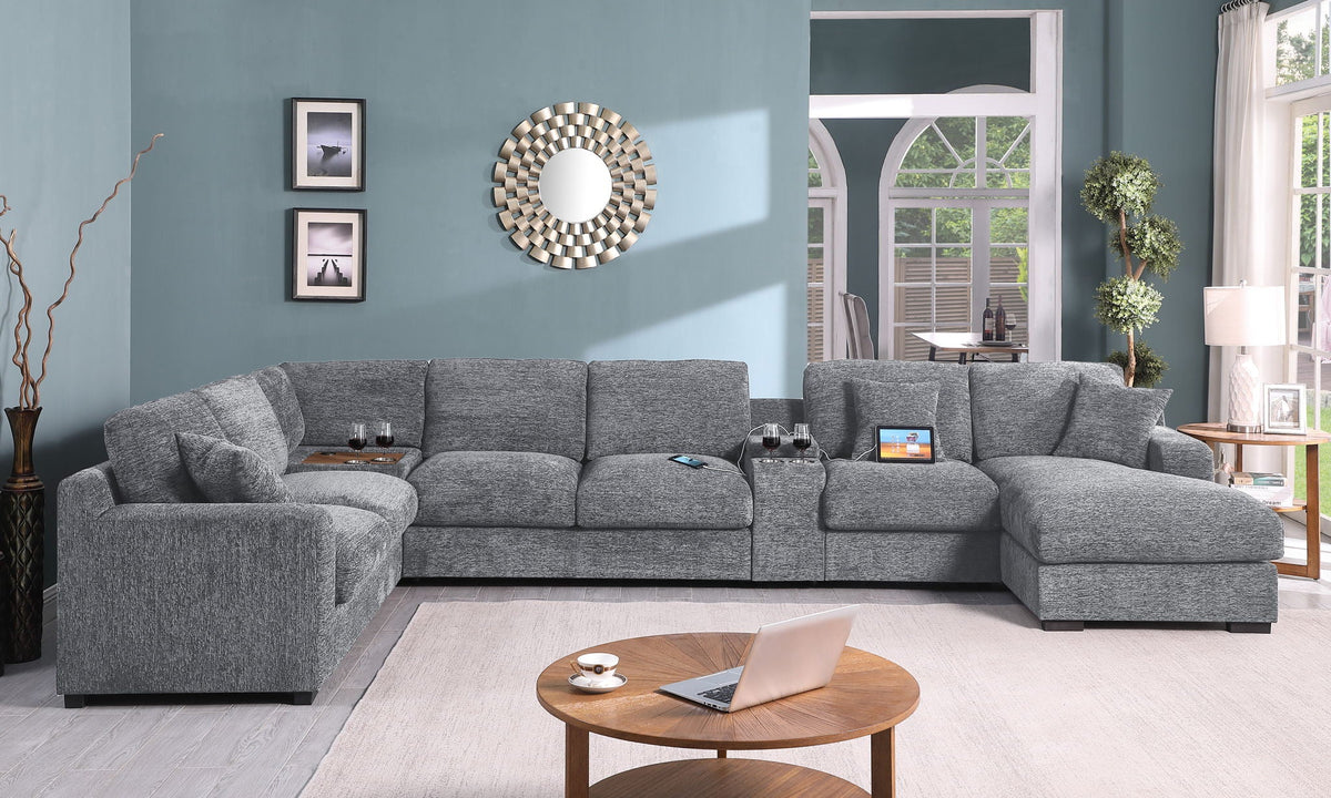 Celine Fabric Sofa With Right Chaise And Ports