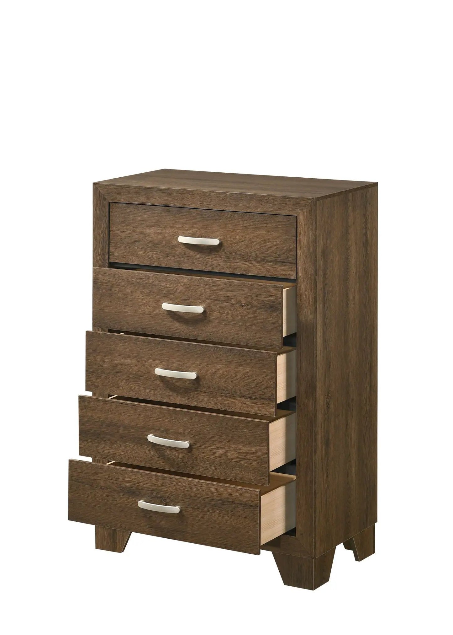 Miquell Chest dark wood accent tall dresser with silver handles on Tampa Home & Garden Store