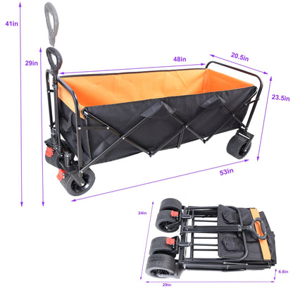 Folding wagon with extender by HouseOfZazla, black and orange interior, outdoor cart on Tampa Home & Garden Store