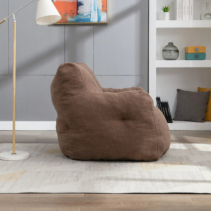 Soft Teddy Fabric Bean Bag Chair With Tufted Foam