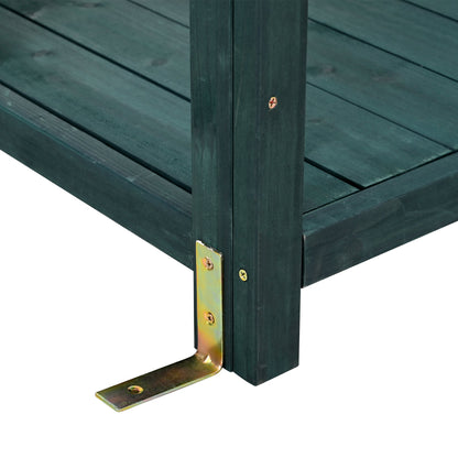 TOPMAX 65in wooden farmhouse potting bench leg with brass bracket hardware in dark teal on Tampa Home & Garden Store
