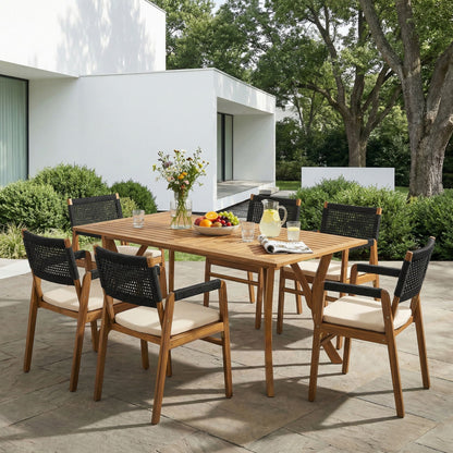 Rustic Patio Acacia Bistro Set with Cushions