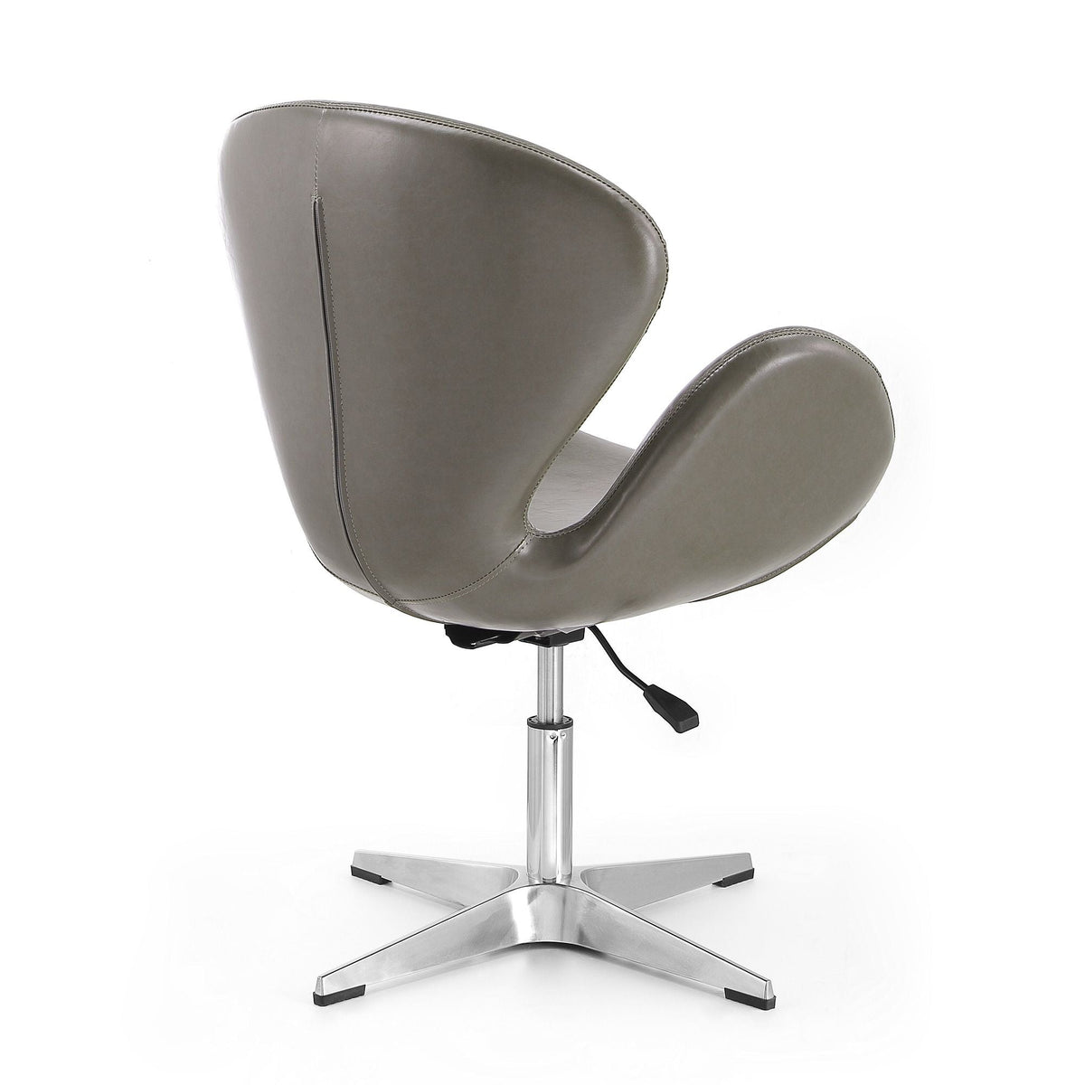 Raspberry Swivel Lounge Chair 360-degree rotation gray-brown leather with chrome base on Tampa Home & Garden Store