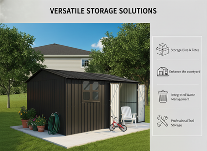 12x10 ft Metal Garden Shed and Outdoor Storage