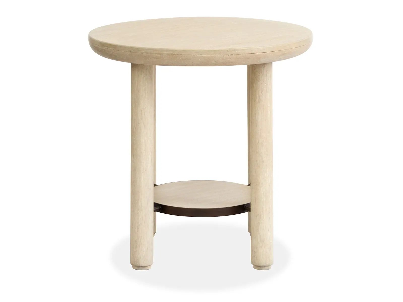 Sunset Cove round end table by Unique Piece Furniture in natural wood with lower shelf on Tampa Home & Garden Store