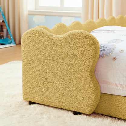 Twin size dinosaur-shaped bed with beige shaggy guardrails HouseOfZazla on Tampa Home & Garden Store