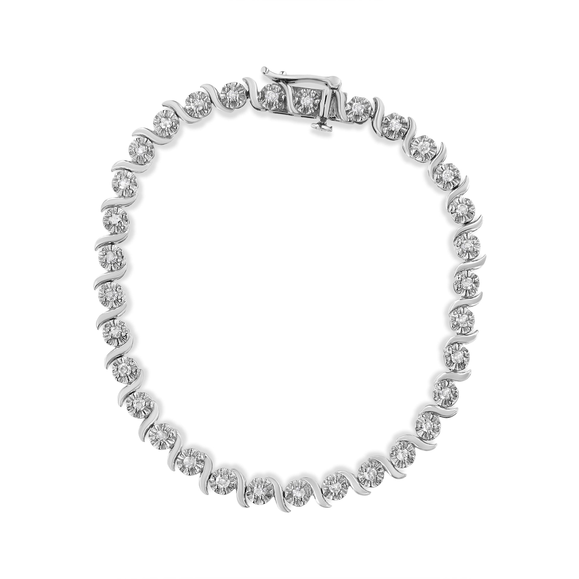 Sterling silver 1.0 cttw diamond tennis bracelet with spiral curved-link design by Bids.com on Tampa Home & Garden Store