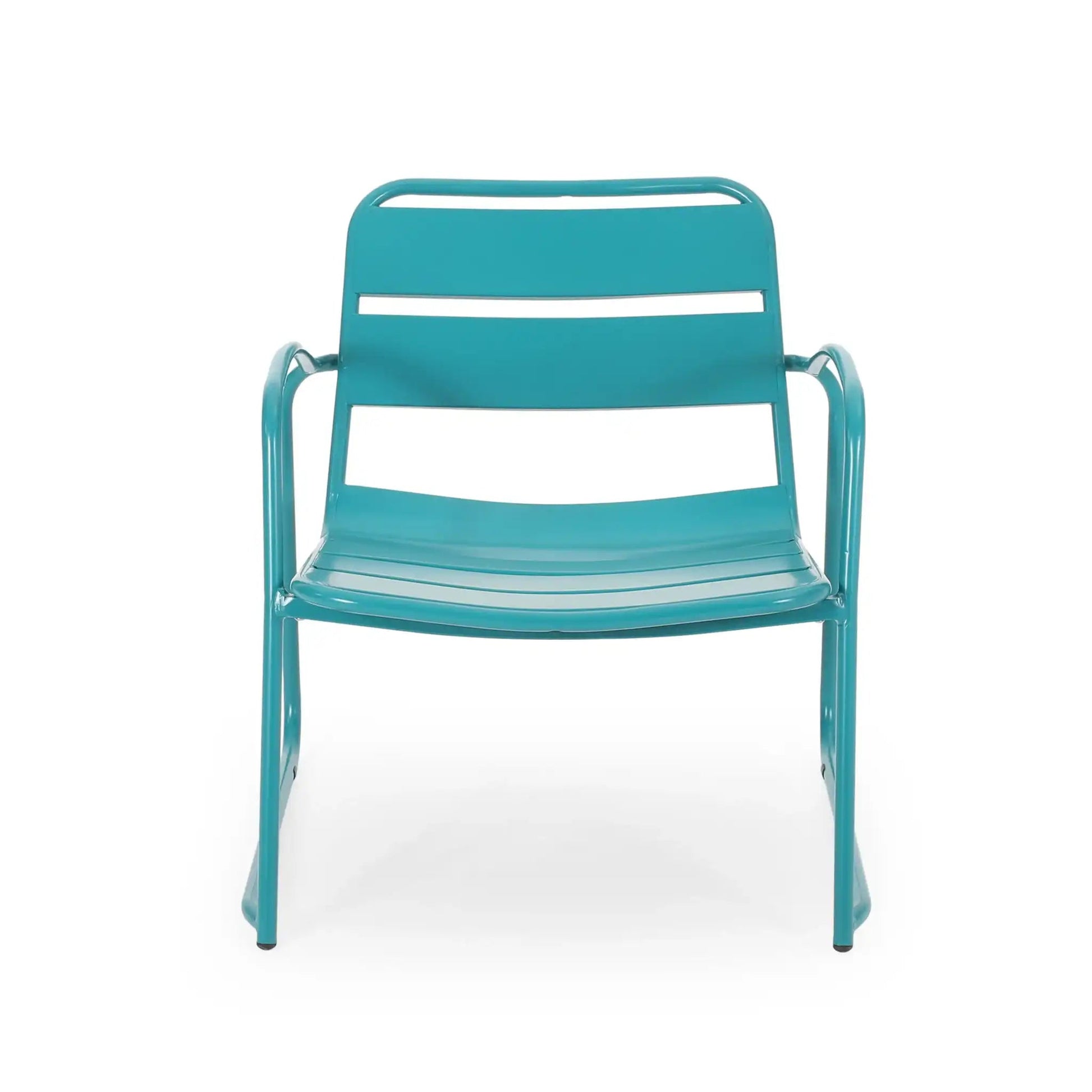 Conrad Outdoor Chair teal metal arm chair with curved back and arms on Tampa Home & Garden Store
