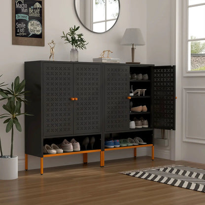 Metal shoe cabinet with adjustable shelves and moisture-proof design Unique Piece Furniture on Tampa Home & Garden Store