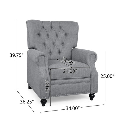 Recliner Welch Contemporary Tufted Pushback by Unique Piece Furniture gray fabric on Tampa Home & Garden Store