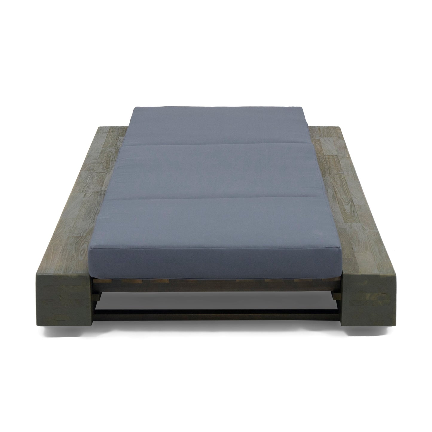Gray Broadway Ian chaise lounge cushion triple folds on wooden frame by HouseOfZazla on Tampa Home & Garden Store
