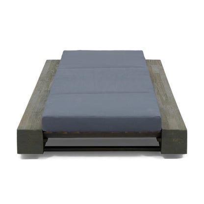 Gray Broadway Ian chaise lounge cushion triple folds on wooden frame by HouseOfZazla on Tampa Home & Garden Store