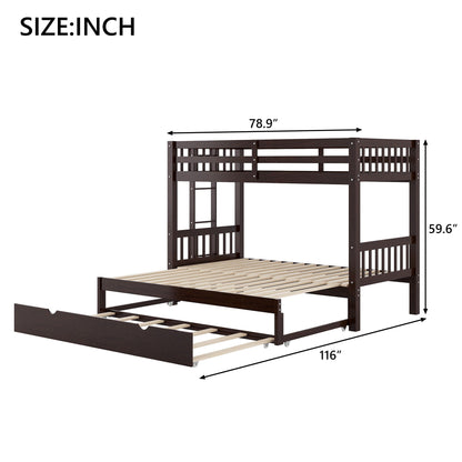 Smooth Mobility Bunk Bed With Trundle in dark brown wood with guard rails by HouseOfZazla on Tampa Home & Garden Store
