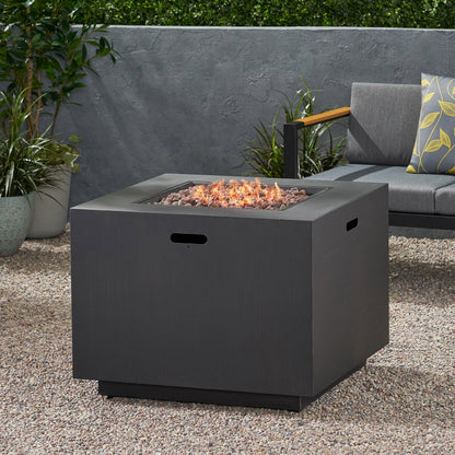 33in outdoor iron square propane fire pit brushed brown by HouseOfZazla Fire Pits on Tampa Home & Garden Store