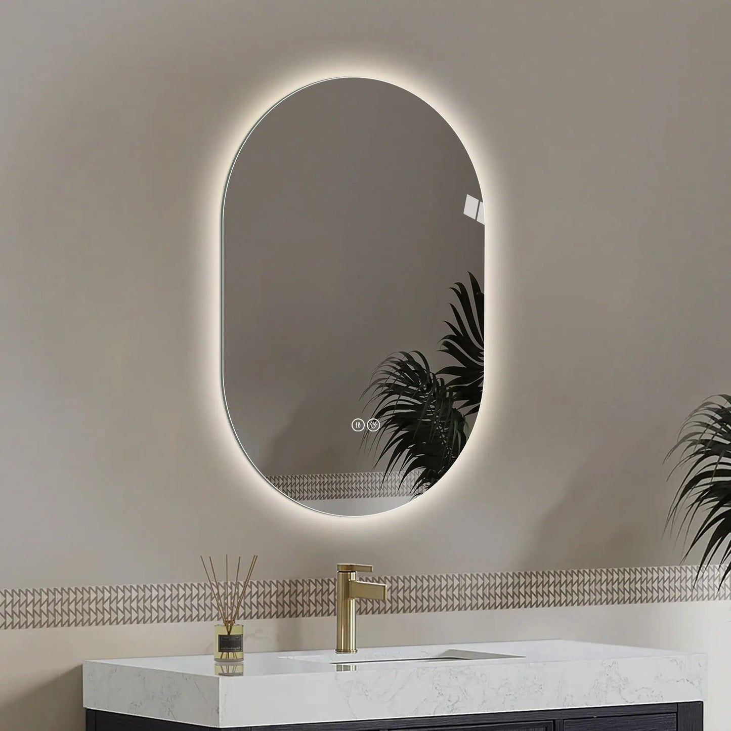 Smart oval wall-mounted LED mirror with antifog, adjustable lighting Unique Piece Furniture on Tampa Home & Garden Store