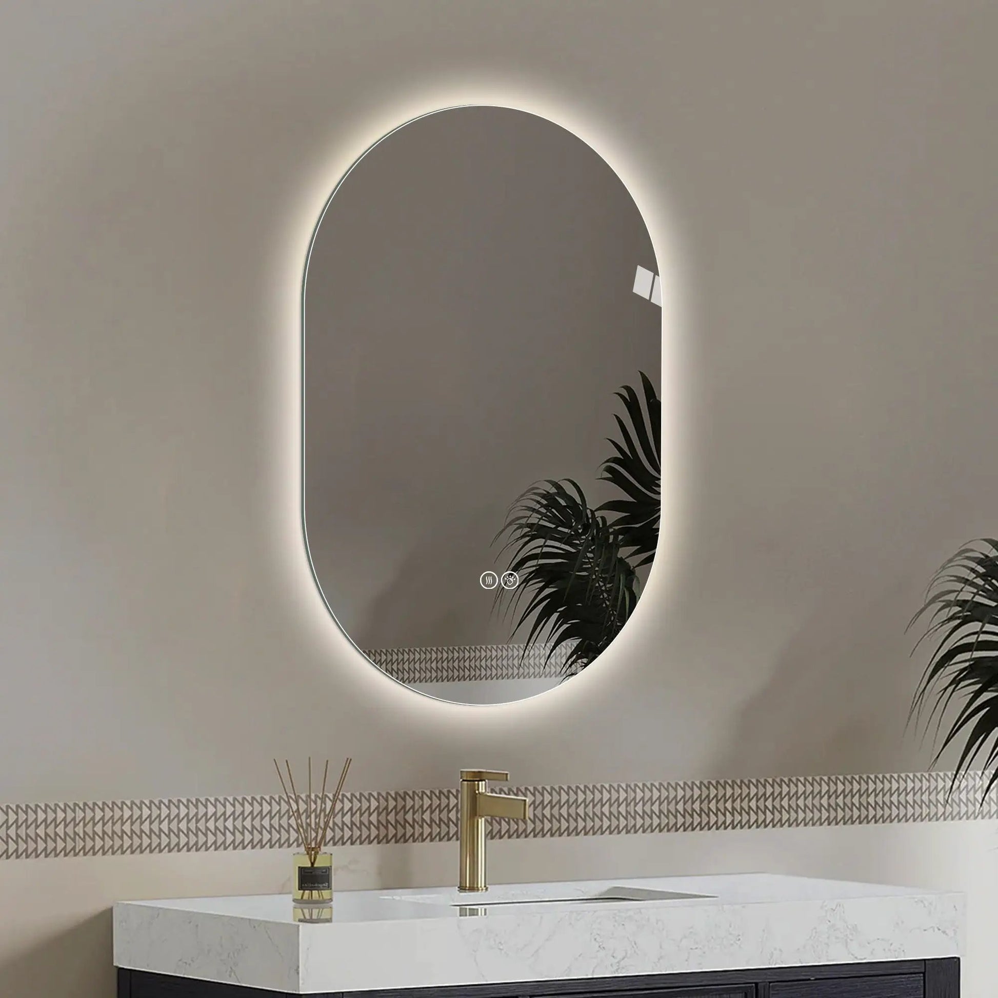 Smart oval wall-mounted LED mirror with antifog, adjustable lighting Unique Piece Furniture on Tampa Home & Garden Store