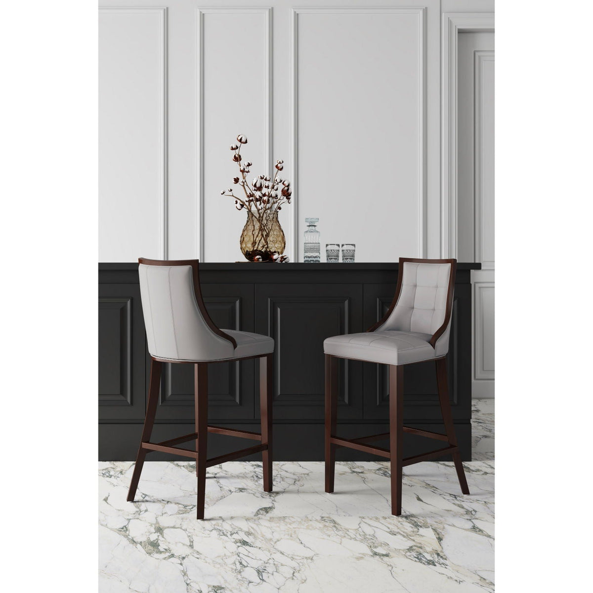 White Bar Height Stool with Solid Wood Frame, traditional design, by HouseOfZazla, 2 shown on Tampa Home & Garden Store