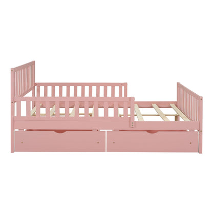 Pink platform bed with guardrails on both sides and two storage drawers on Tampa Home & Garden Store