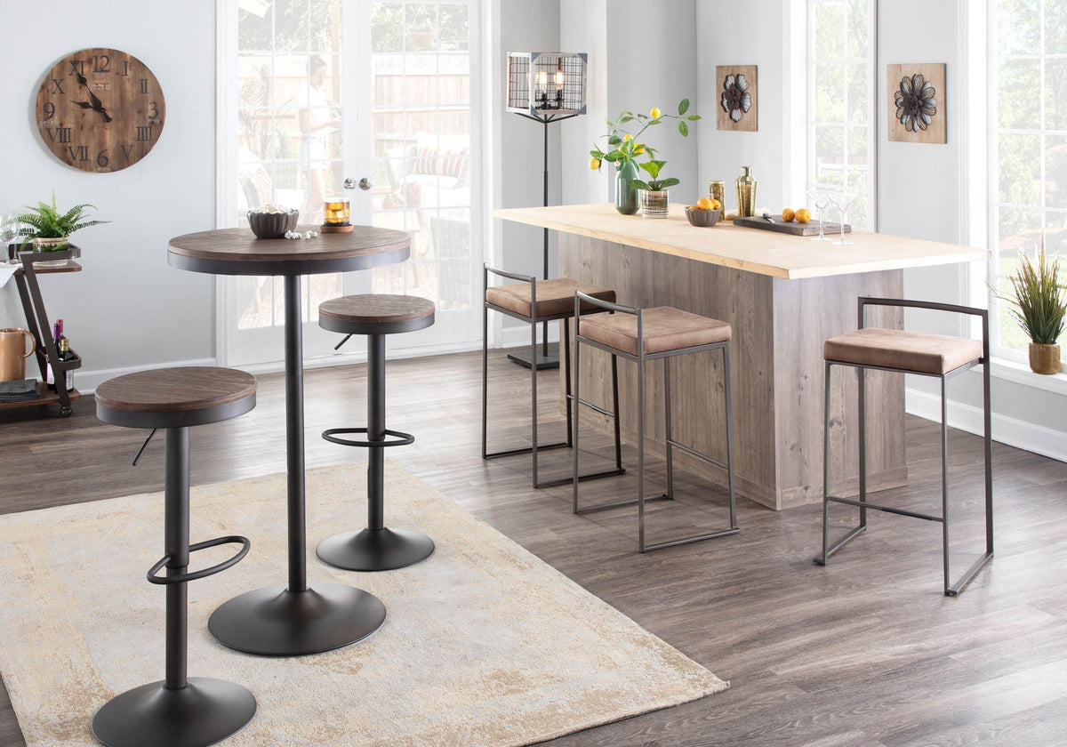 Industrial adjustable barstools set of 2 swivel dark brown with metal frames HouseOfZazla on Tampa Home & Garden Store