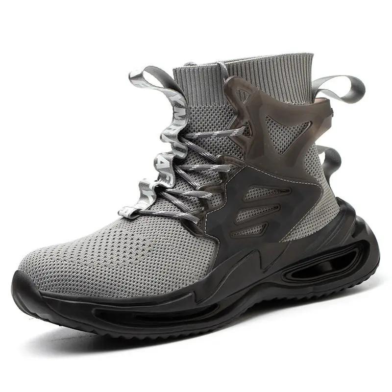 Breathable Flying Woven Safety Shoes for Men