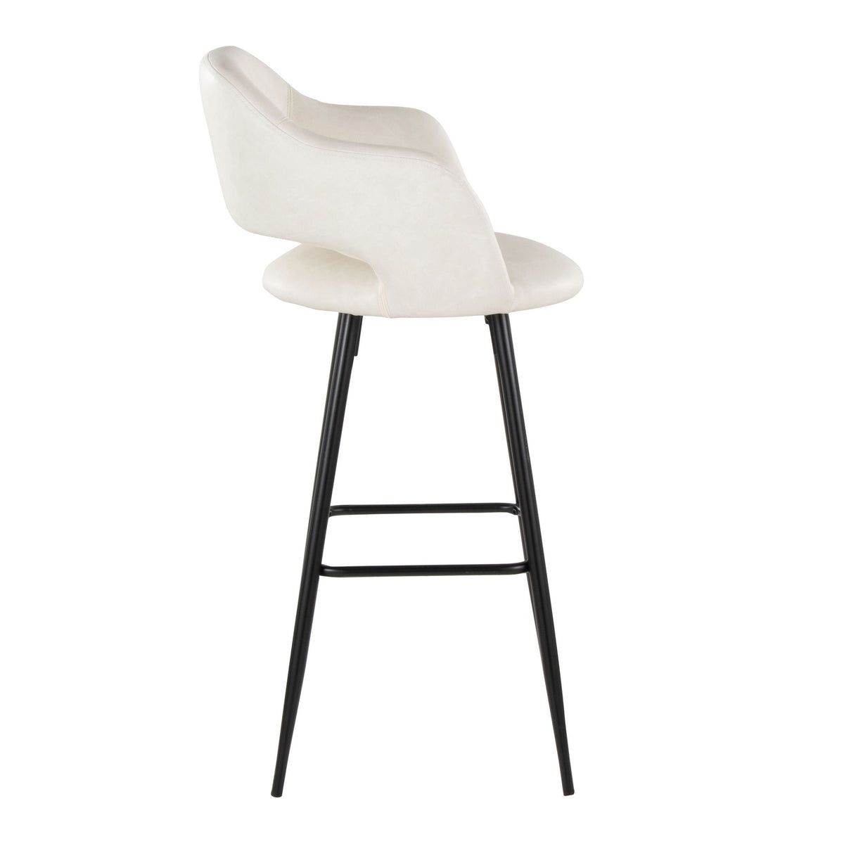 White upholstered barstool with square footrest, contemporary fixed-height design set of 2 on Tampa Home & Garden Store