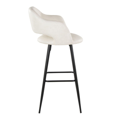 White upholstered barstool with square footrest, contemporary fixed-height design set of 2 on Tampa Home & Garden Store