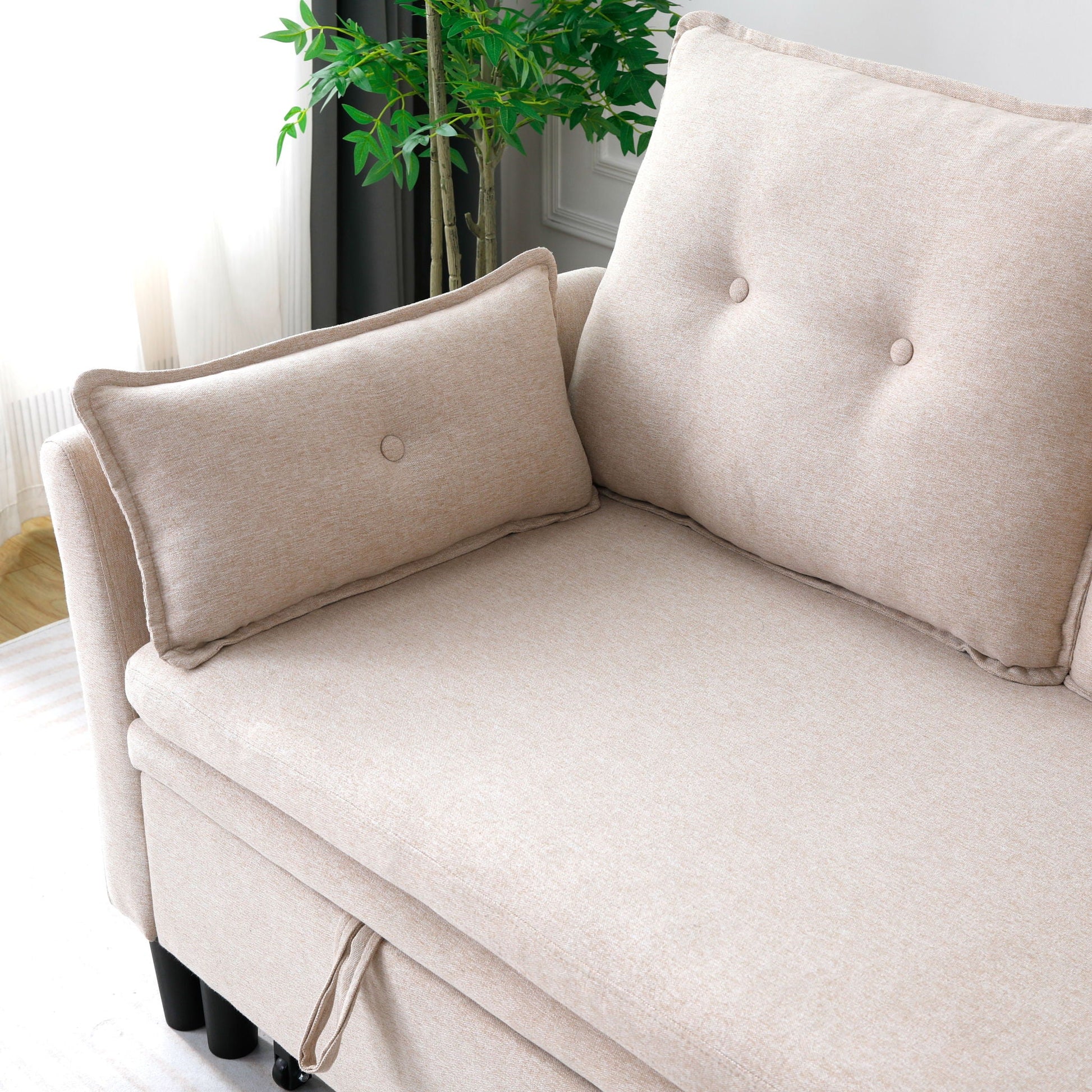 L-Shaped reversible chaise sectional sofa with storage in beige fabric by HouseOfZazla on Tampa Home & Garden Store